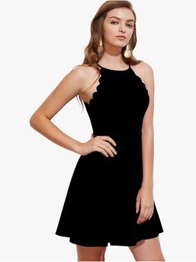 Black Scalloped Mini Dress